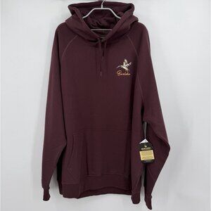 BURLEBO Men's Midweight Fleece Hoodie Sweatshirt size XL Burgundy Hunting Duck
